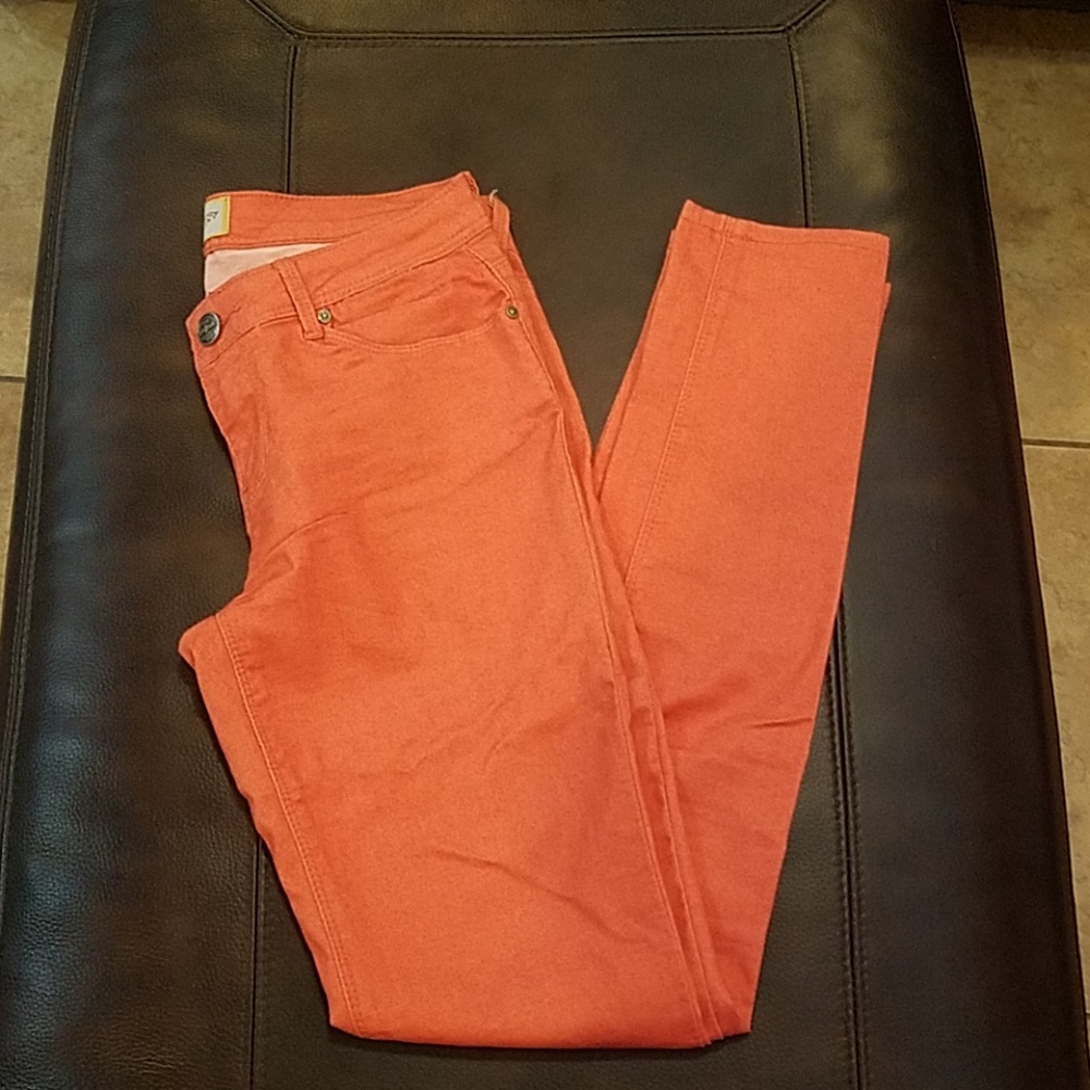 Coral colored stretch "jeans"... WORN ONCE!